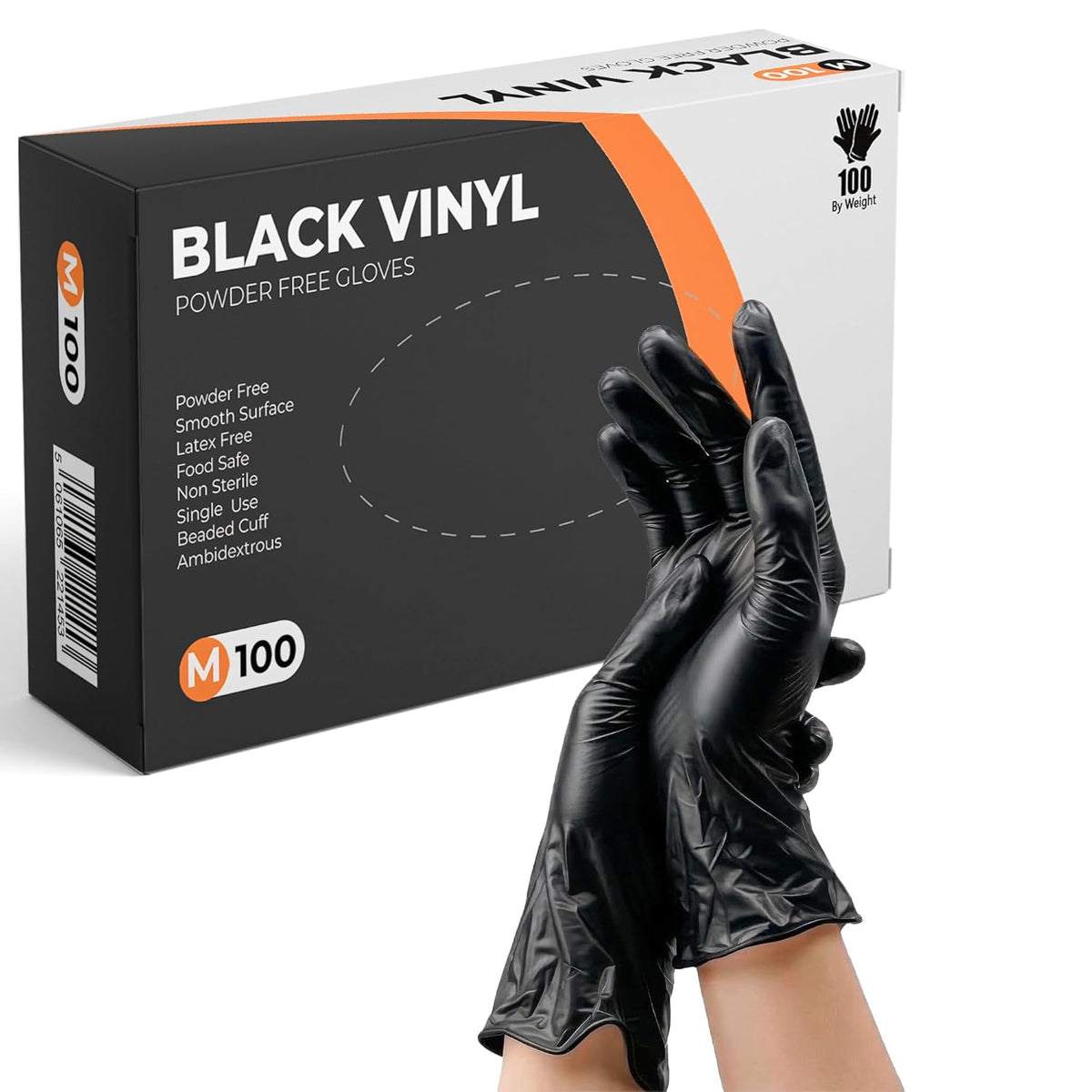 Black Vinyl Gloves, Powder Free & Latex Free