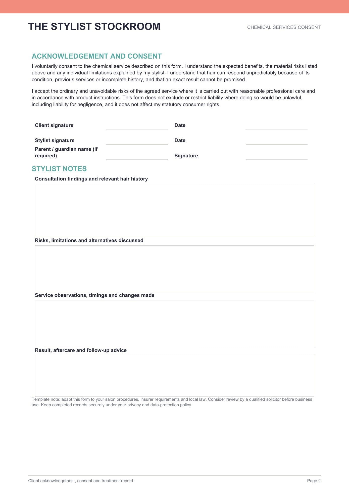 Salon Liability Waver (Free Download)