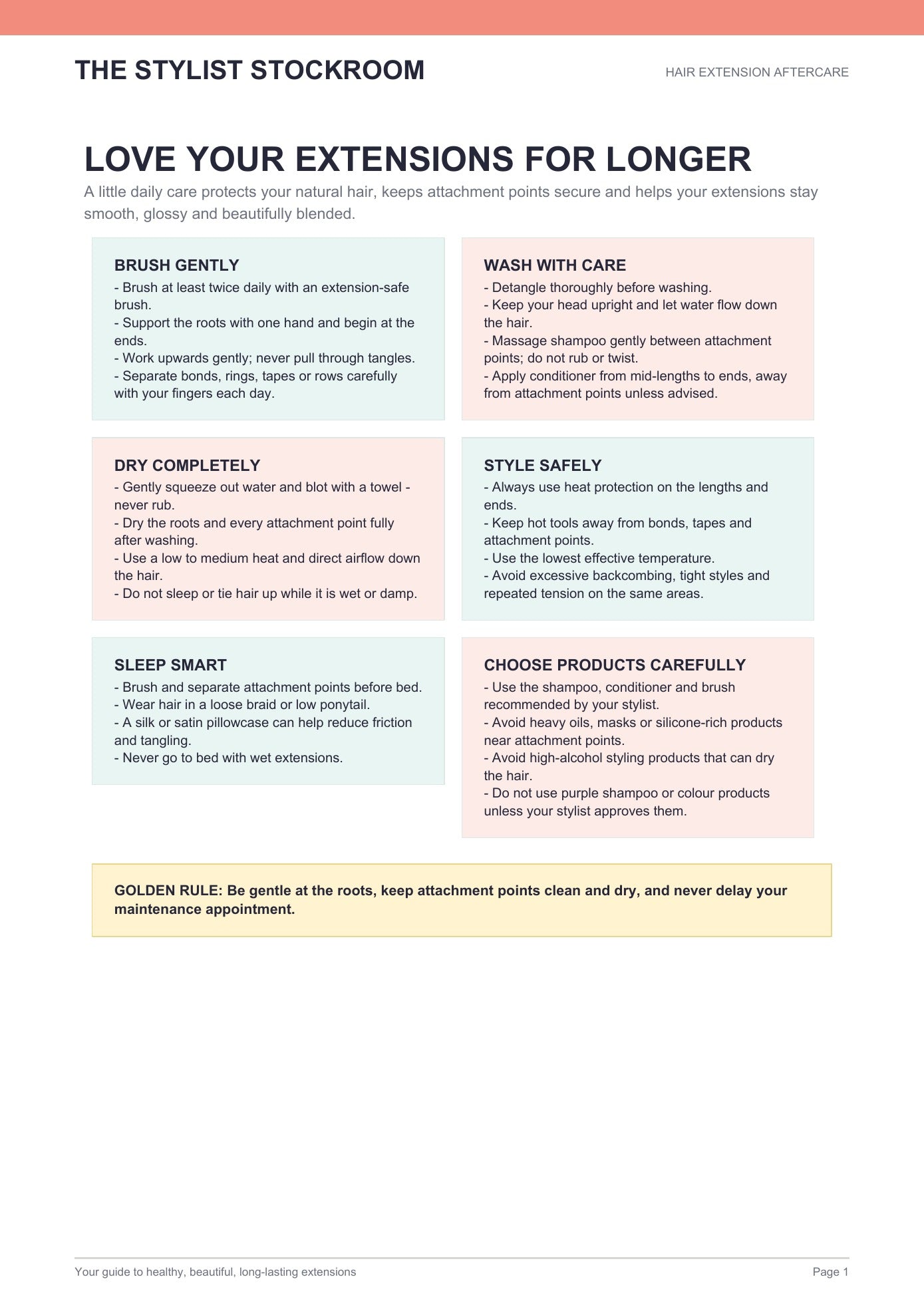 Salon Hair Extension Aftercare (Free Download)