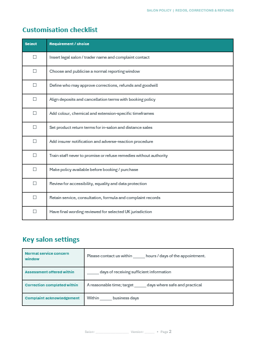 Redo's Corrections and Refunds policy (Free Download)