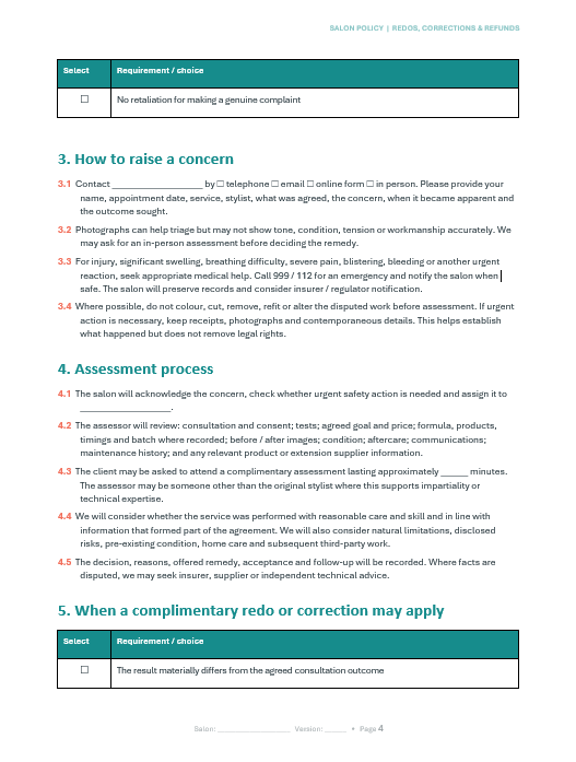 Redo's Corrections and Refunds policy (Free Download)