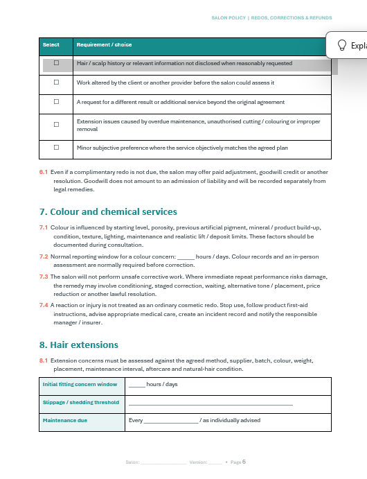 Redo's Corrections and Refunds policy (Free Download)