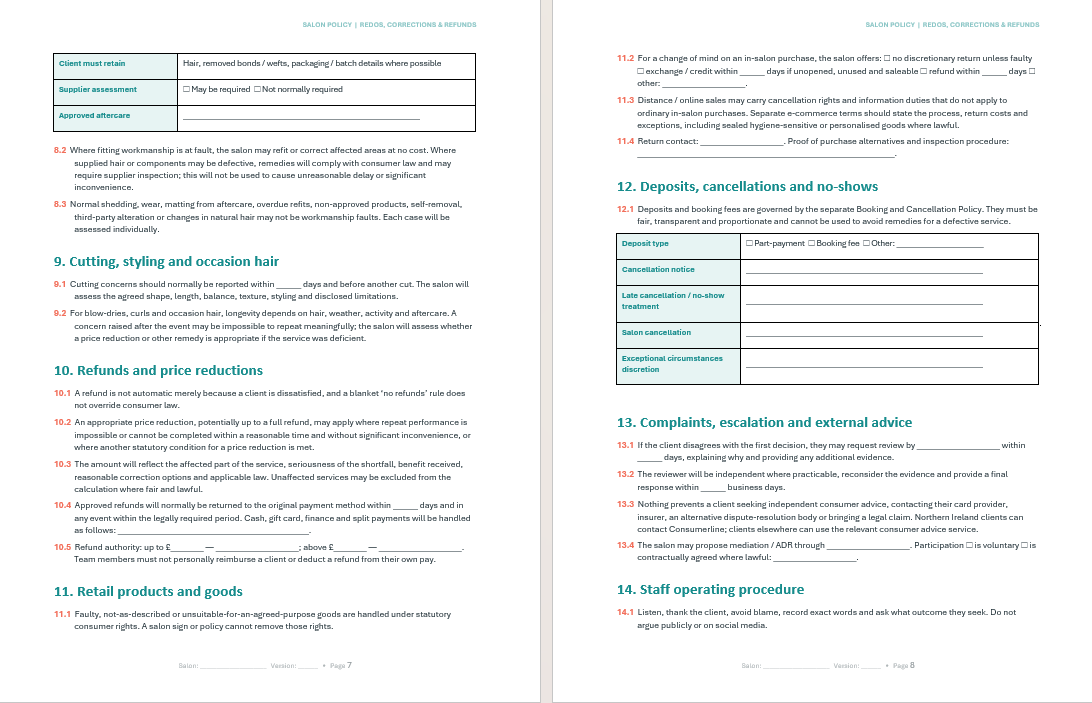 Redo's Corrections and Refunds policy (Free Download)