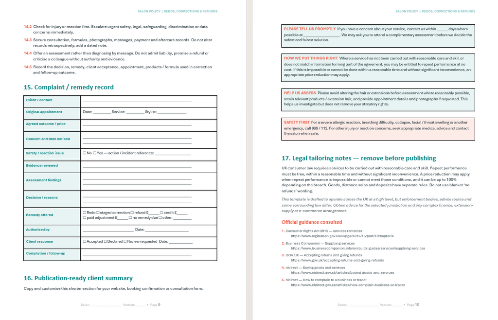 Redo's Corrections and Refunds policy (Free Download)